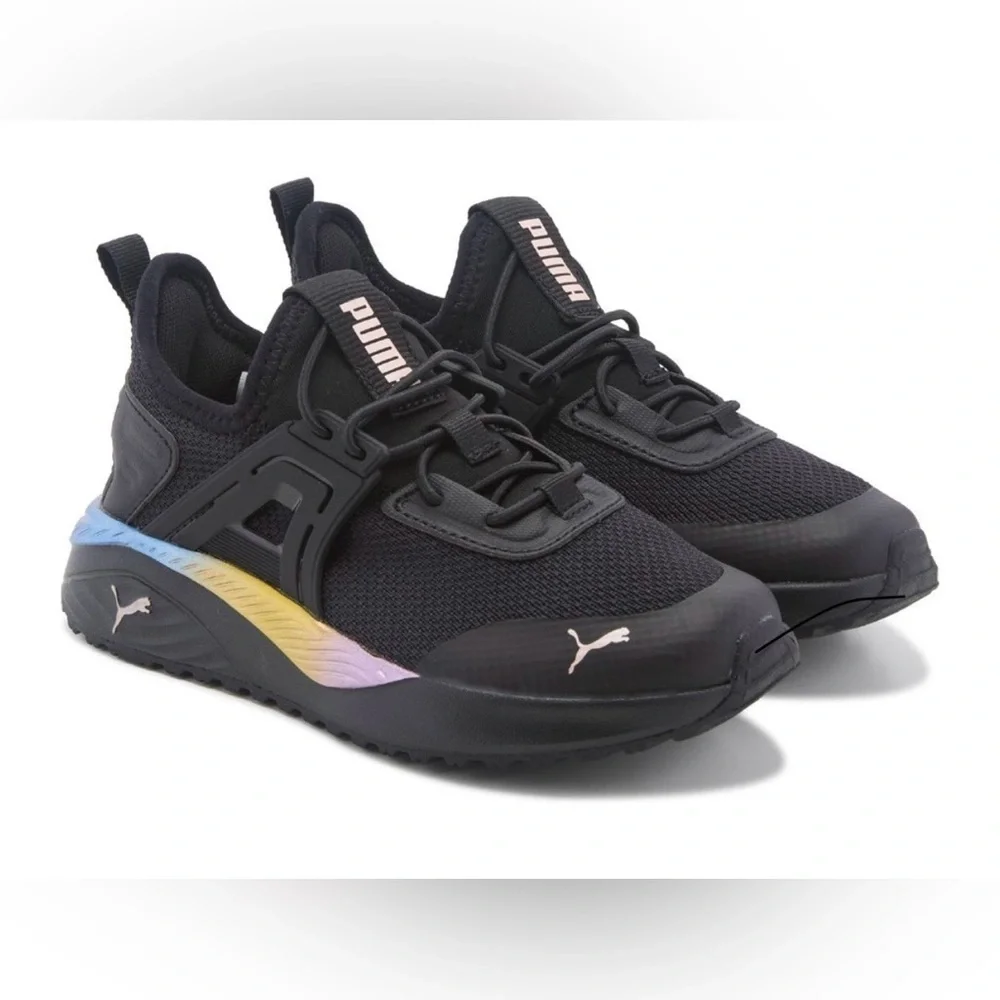 PUMA Kids Black Sneakers with Colorful Gradient
